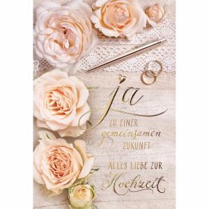 Glückwunschkarte Hochzeit  Rosenköpfe