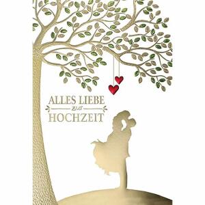 Glückwunschkarte  Vermählung Baum Gold