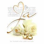 Glückwunschkarte Hochzeit  Rosen und Ringe