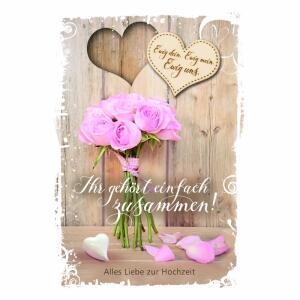 Glückwunschkarte Hochzeit  Rosen rosa