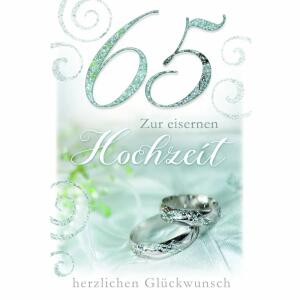 Glückwunschkarte  Eisernehochzeit Ringe, Glittereffekt