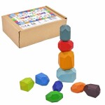 Stapelsteine aus Holz  10teilig in Box, Bunte...