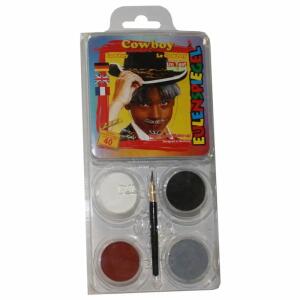 Motivschminke Cowboy  4 Farben, Pinsel