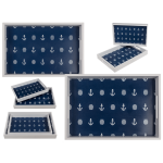 OOTB Blau/weißes Holz-Tablett Modern Maritime