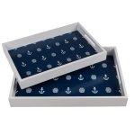 OOTB Blau/weißes Holz-Tablett Modern Maritime