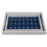 OOTB Blau/weißes Holz-Tablett Modern Maritime