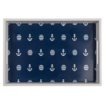 OOTB Blau/weißes Holz-Tablett Modern Maritime