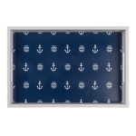 OOTB Blau/weißes Holz-Tablett Modern Maritime