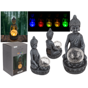 OOTB Polyresin Solar Buddha Figur mit Krakelee Glas