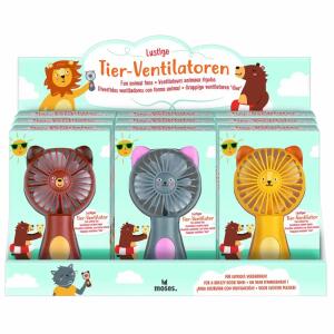Ventilator lustiger Tiere  sortiert, 3 unterschiedliche Tiere, 2x AA Batterien enthalten
