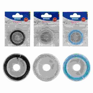 Bastelschnur elastisch 5m  elastisch, 5 m auf Spule, 3 verschiedene Farben, sortiert,Schnurstärke: 0,8 mm, im Polybeutel