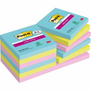 Haftnotiz Post-it Super  Sticky Notes 8+4 Gratis, 76x76 mm 90 Blatt,, extra stark haftenden und vielseitig einsetzbar