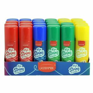 Luftschlangenspray 70ml  sortiert, in 4 verschiedenen Farben (rot, blau, grün, gelb),, Goodmark