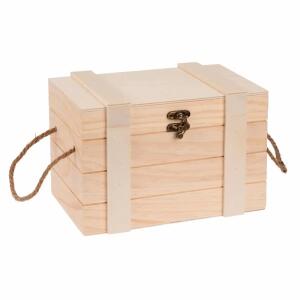 Schatztruhe mit Griffen  24x16,5x15,5cm, mit Verschluß, aus Holz