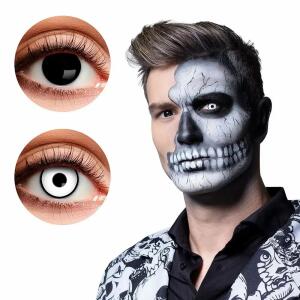 Duo-Linsen Skullface  2 verschiedene Farben, Set aus 1 schwarzen und 1 weißen Linse,, 3 Monate nutzbar, ohne Rezept erwerbbar,, Boland