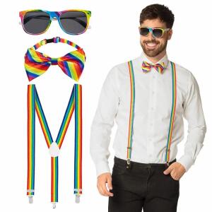 Accessoires Rainbow  Brille Hosenträger Fliege, Boland