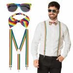 Accessoires Rainbow  Brille Hosenträger Fliege, Boland