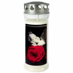 Gedenkkerze 70x170mm  Rose/Engel