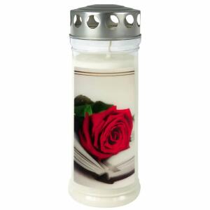 Gedenkkerze 70x170mm  Rose/Buch