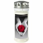 Gedenkkerze 70x170mm  Rose/Hand