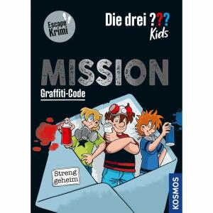 Die drei ??? Kids  Mission Graffiti Code, altersgerecht umgesetztes Escape-Spiel,, eingebettet in einen spannenden Fall,, von Nina Schiefelbein, illustriert von Kim Schmidt,, 144 Seiten, ab 8 Jahren,, KOSMOS
