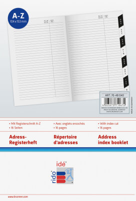 2026 Rido Adress-Registerheft 104×153 mm weiß