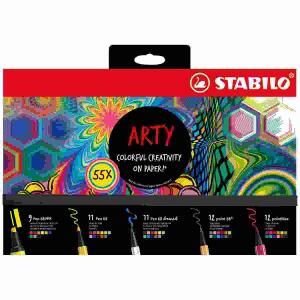 STABILO „ARTY" 55er Kreativ Set Filzstifte (Pen 68 MAX/ pointMax/
Pen 68 brush/Pen 68/point 88)