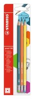 STABILO pencil 160 mit Radierer HB petrol orange gelb 3er...