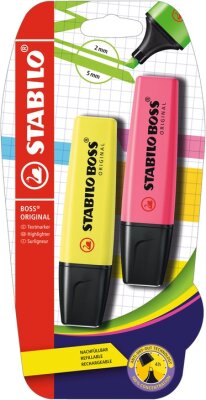 STABILO BOSS ORIGINAL 2er Blister gelb pink