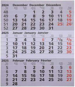 2025 Güss Ersatzkalendarium für 3-Monatswandkalender Metall