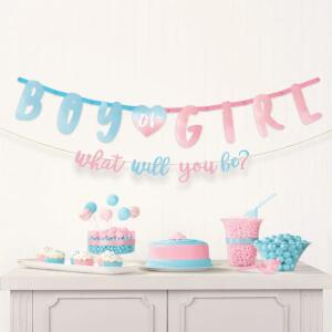 Banner-Set The Big Reveal  187x25cm/182x12cm 2teilig, Boy or Girl,, Amscan