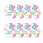Papierteller rund  Happy Birthday 18cm 8er, pastell