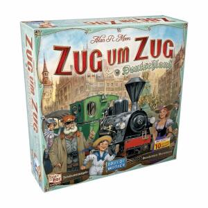 Brettspiel Zug um Zug  Deutschland, Neuauflage 2023, Inhalt:, 1 Spielplan mit Zugstrecken im Deutschen Reich, 110, Wagenkarten, 89 Zielkarten, 1 Bonuskarte, 225 farbige, Waggons, 60 hölzerne Meeples (Passagiere), 1 Stoffbeutel,, 5 Zählsteine, 1 Regelheft;