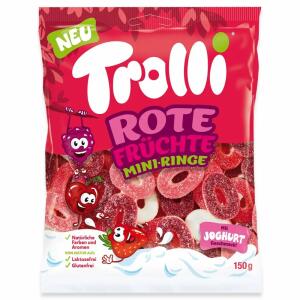 Trolli Rote Früchte 150g  150g, gezuckerte Mini Ringe aus Fruchtgummi mit, einem intensiven Fruchtgeschmack nach, Erdbeere, Himbeere und Kirsche
