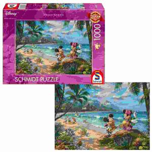 Puzzle Disney MICKY &  Freunde Hawaii 1000 Teile, Disney, Mickey and Minnie in Hawaii; Thomas Kinkade, Schmidt Spiele