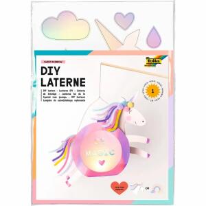 Laternen-Bastelset DIY  SWEET RAINBOW, 2fach sortiert: Einhorn oder Regenbogen