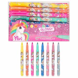 Filzstifte Set Ylvi  Glossy, Set mit 8 Filzstiften, metallische Schimmer