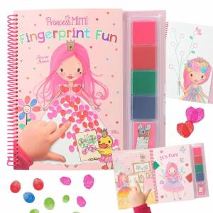 Malbuch Princess Mimi  Fingerprint Fun, zum Fingerstempeln, 23 Motive, 4 Stempelkissen (pink, rot,, blau, grün)