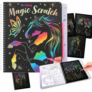 Malbuch Miss Melody  Magic Scratch Book, 20 schwarze Seiten, ein Stift