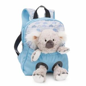 Rucksack mit Plüschtier  21x26cm Koala blau, 25cm Plüschtier