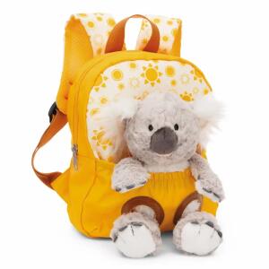 Rucksack mit Plüschtier  21x26cm Koala gelb, 25cm Plüschtier