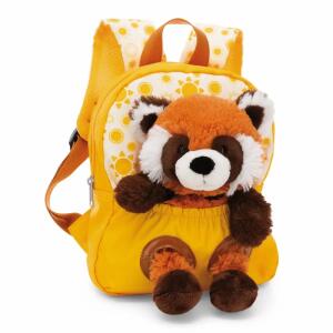 Rucksack mit Plüschtier  21x26cm Roter Panda gelb, 25cm Plüschtier