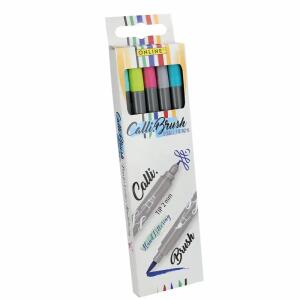 Pinselstifte Calli.Brush  Summer 5 Farben 5er, Double-Tip: Kalligrafie-Spitze (2 mm) und Pinselspitze, ONLINE