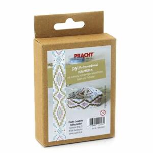 DIY Perlenarmband weben  weiß /bunt 170x20mm, Inhalt: Miyuki-Perlen, Faden, Perlennadel, Anleitung,, ab 8 Jahren,, Pracht Hobby