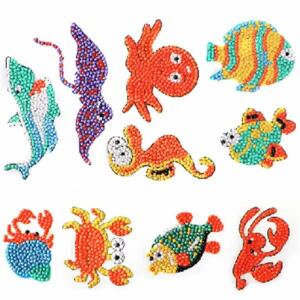 Sticker Diamond Painting  Unterwasserwelt Set, 10 Sticker, ca. 4,5cm
