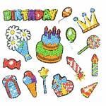 Sticker Diamond Painting  Happy Birthday Set, 15 Sticker,...
