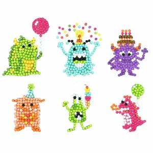 Sticker Diamond Painting  Monster Set, 6 Sticker, ca. 4,5cm