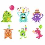 Sticker Diamond Painting  Monster Set, 6 Sticker, ca. 4,5cm