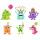 Sticker Diamond Painting  Monster Set, 6 Sticker, ca. 4,5cm