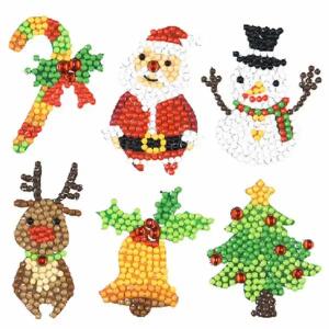 Sticker Diamond Painting  Weihnachten Set, 6 Sticker, ca. 4,5cm